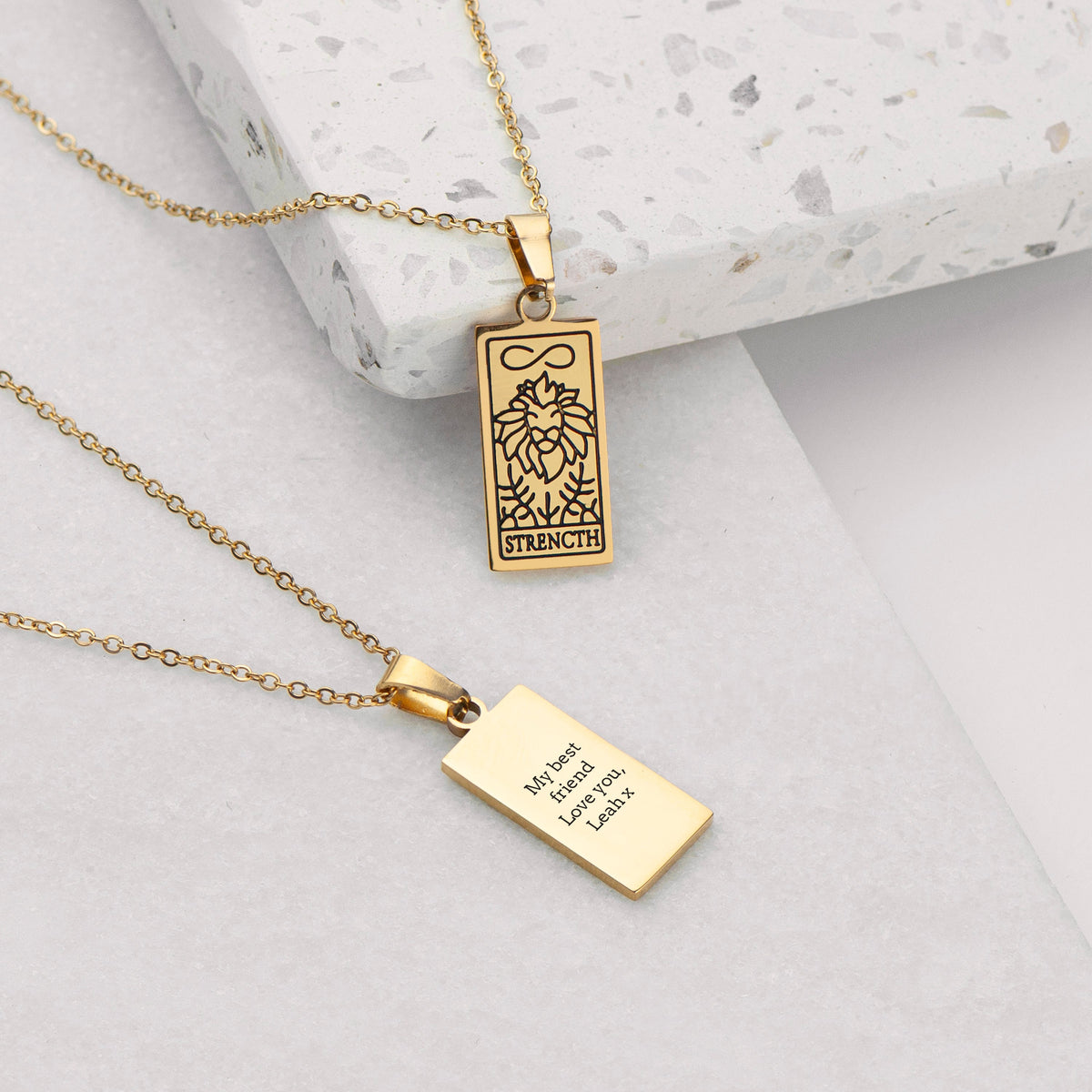 Personalised Strength Tarot Card Necklace, The Personal Shop, personalised gifts
