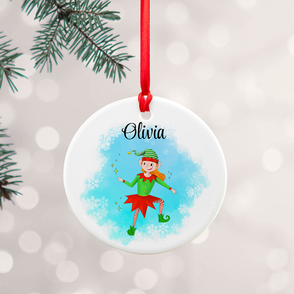 Personalised Playful Elf Christmas Ornament, The Personal Shop, personalised gifts