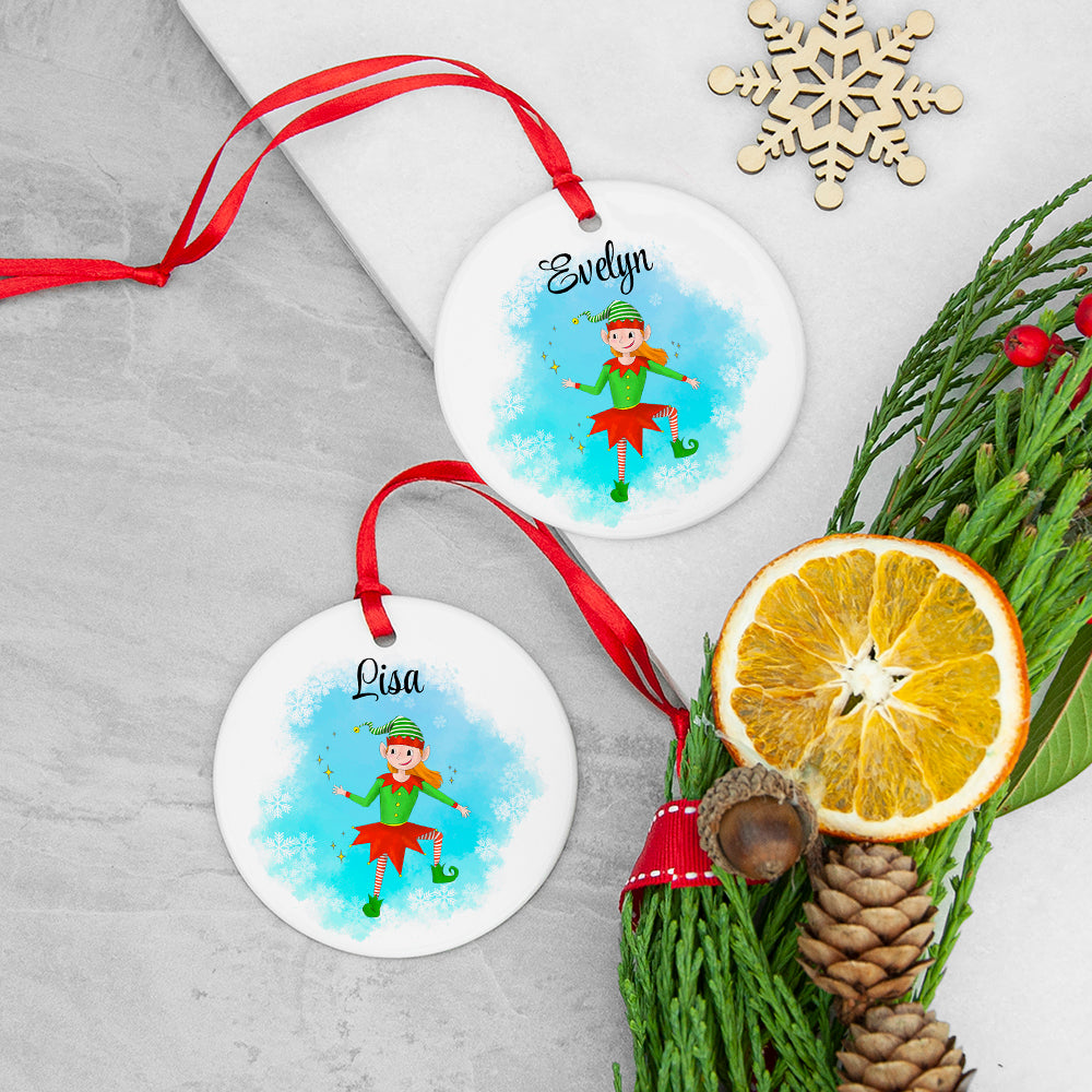 Personalised Playful Elf Christmas Ornament, The Personal Shop, personalised gifts