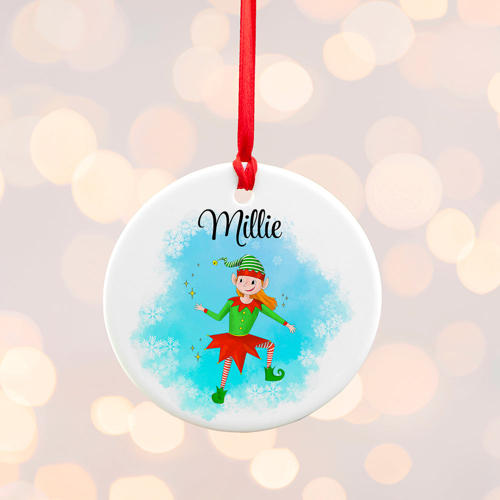 Personalised Playful Elf Christmas Ornament, The Personal Shop, personalised gifts