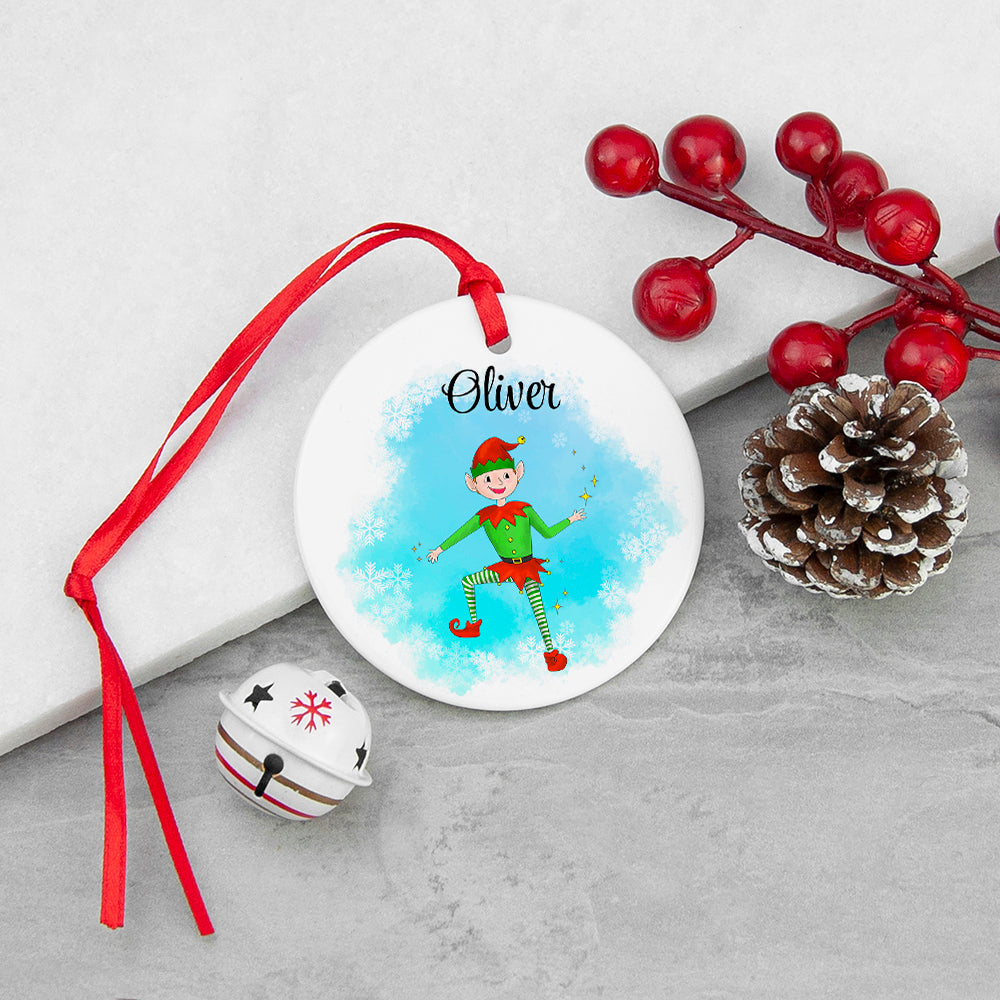 Personalised Playful Elf Christmas Ornament, The Personal Shop, personalised gifts