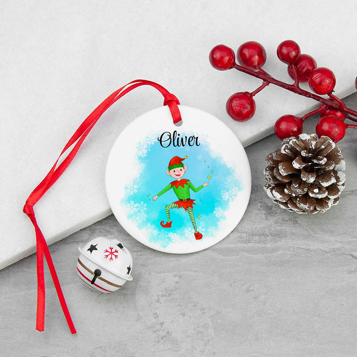 Personalised Playful Elf Christmas Ornament, The Personal Shop, personalised gifts
