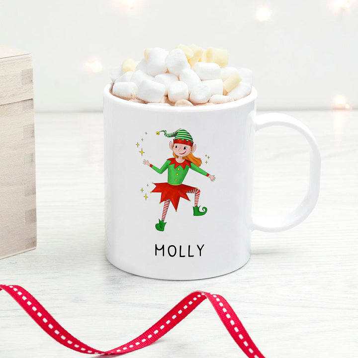 Personalised Playful Elf Christmas Polymer Mug, The Personal Shop, personalised gifts