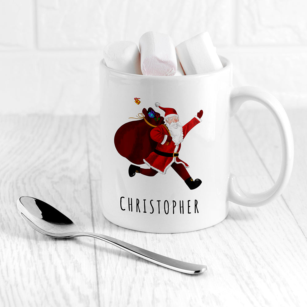 Personalised Playful Santa Christmas White Mug, The Personal Shop, personalised gifts