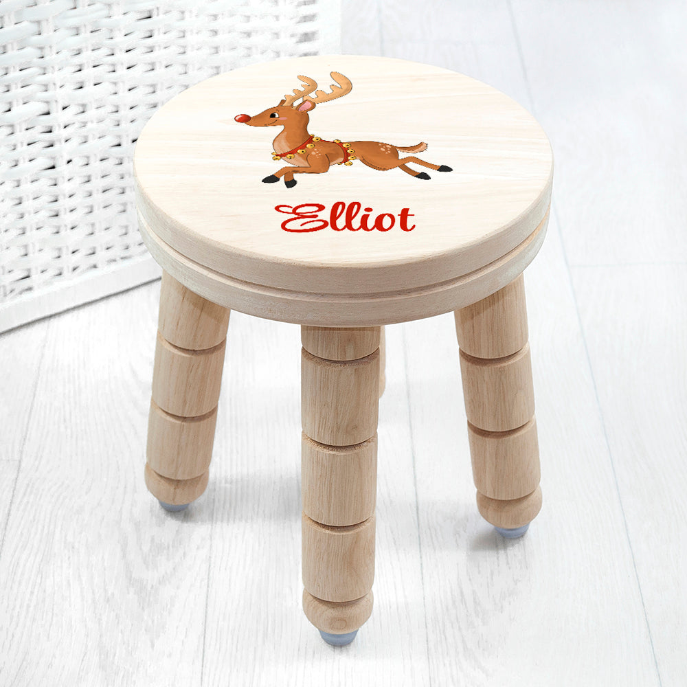 Personalised Christmas Reindeer Wooden Stool, The Personal Shop, personalised gifts