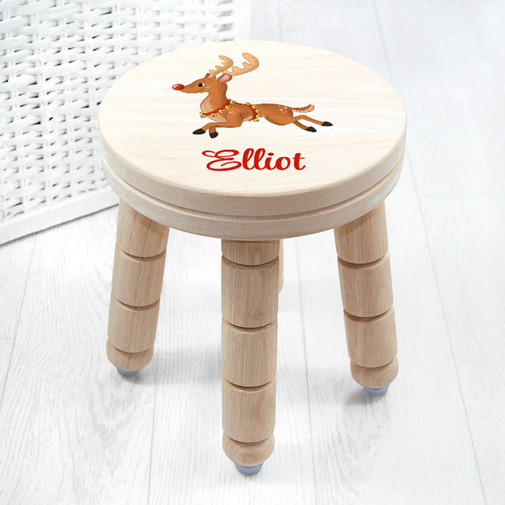 Personalised Christmas Reindeer Wooden Stool, The Personal Shop, personalised gifts