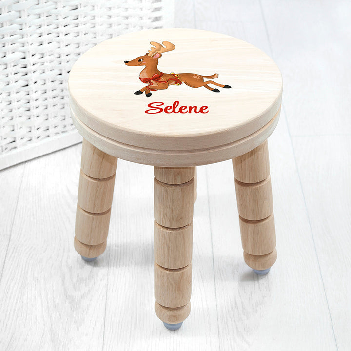Personalised Christmas Reindeer Wooden Stool, The Personal Shop, personalised gifts