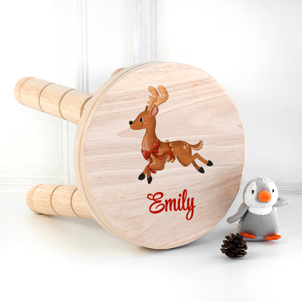 Personalised Christmas Reindeer Wooden Stool, The Personal Shop, personalised gifts