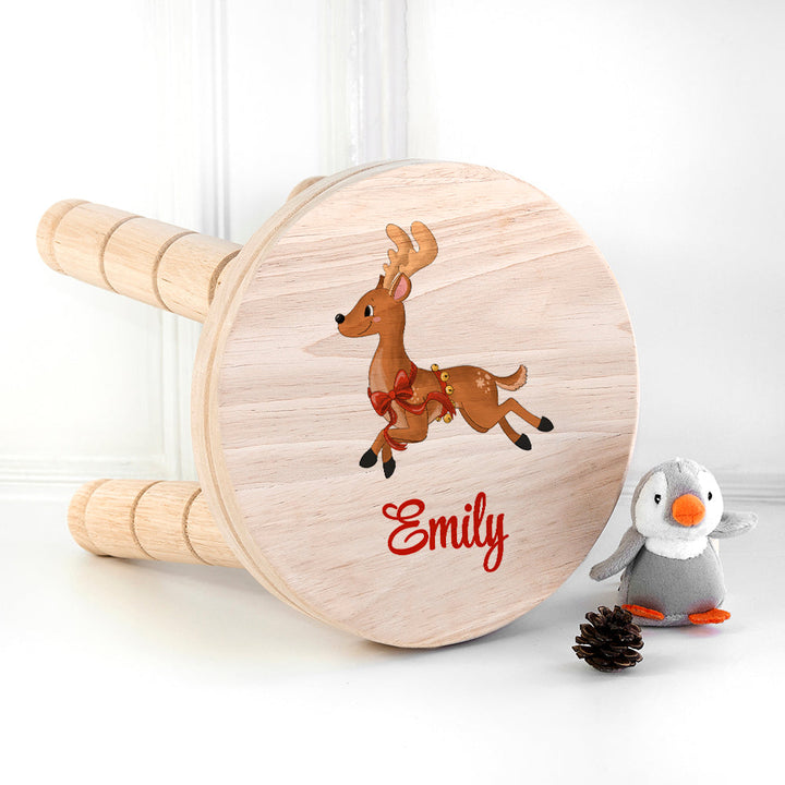 Personalised Christmas Reindeer Wooden Stool, The Personal Shop, personalised gifts