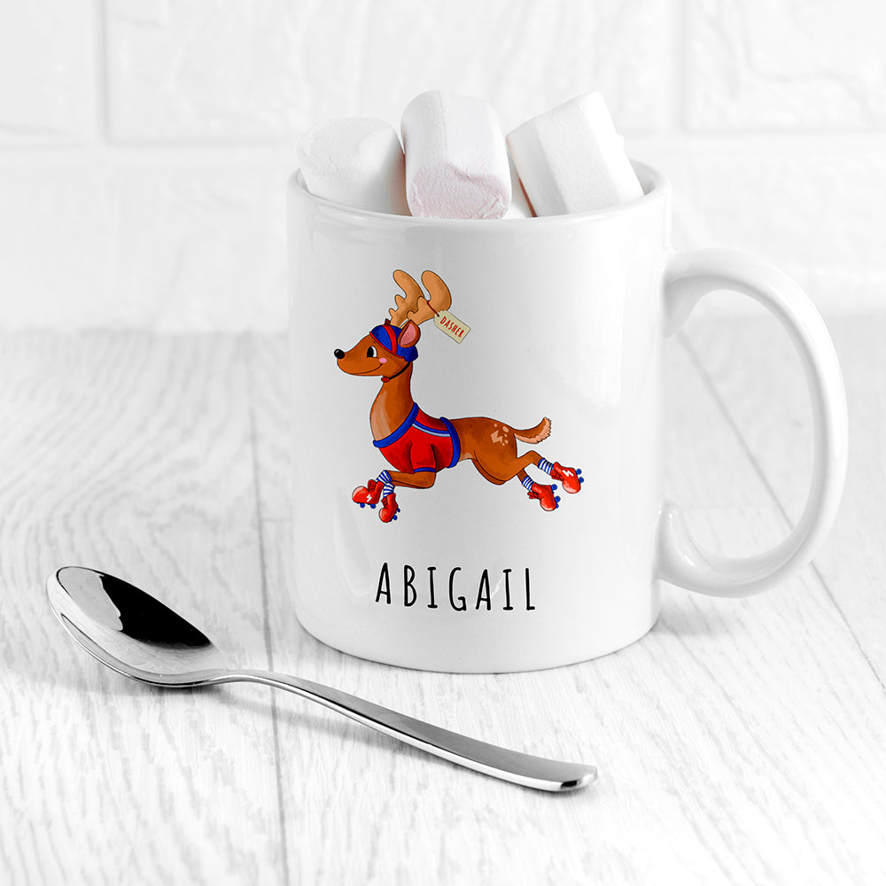 Personalised Reindeer Christmas White Mug, The Personal Shop, personalised gifts