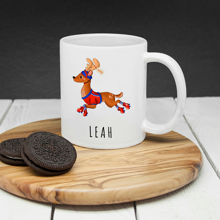 Personalised Reindeer Christmas White Mug, The Personal Shop, personalised gifts