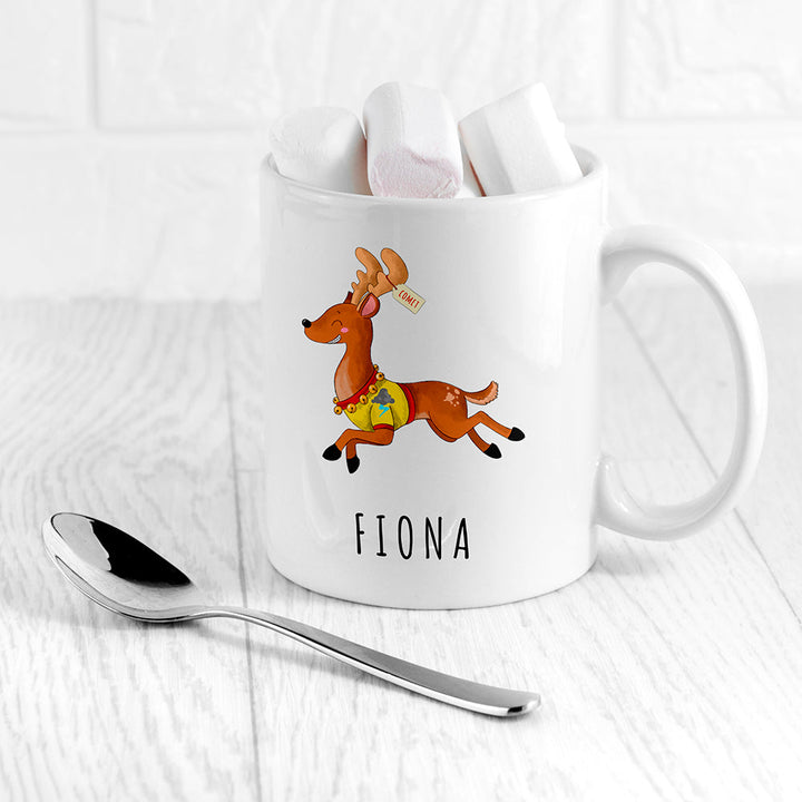 Personalised Reindeer Christmas White Mug, The Personal Shop, personalised gifts