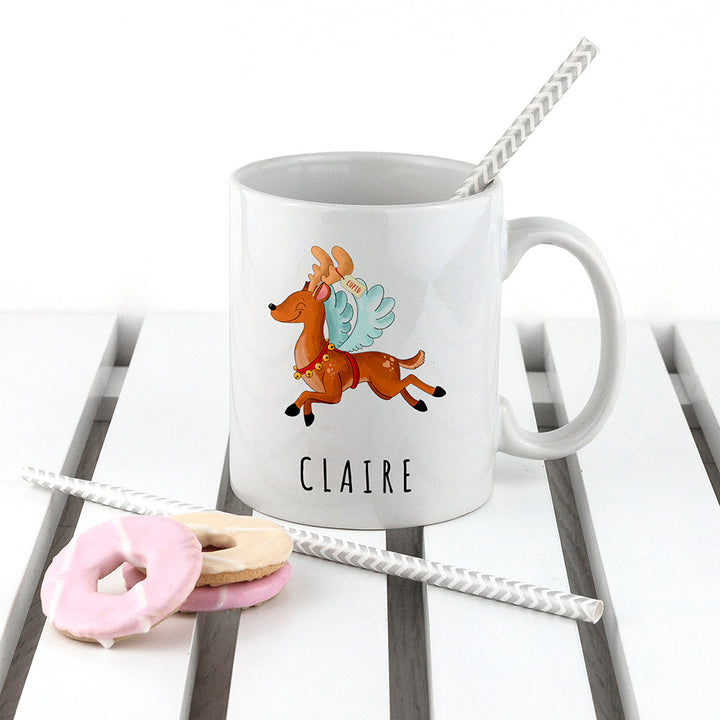 Personalised Reindeer Christmas White Mug, The Personal Shop, personalised gifts