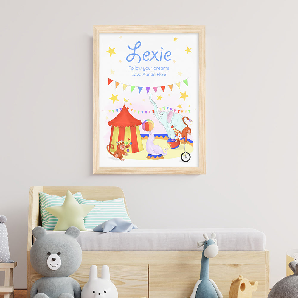 Personalised Circus Fun Framed Print