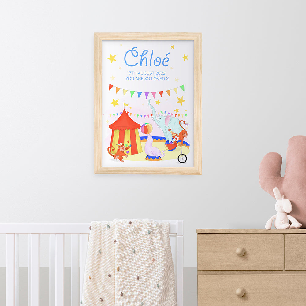 Personalised Circus Fun Framed Print