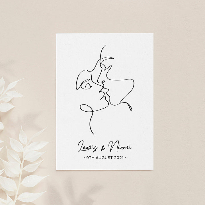 Personalised Romantic Line Art Loving Couple Print