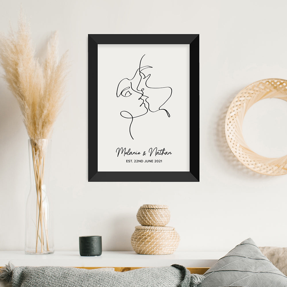 Personalised Romantic Line Art Loving Couple Print