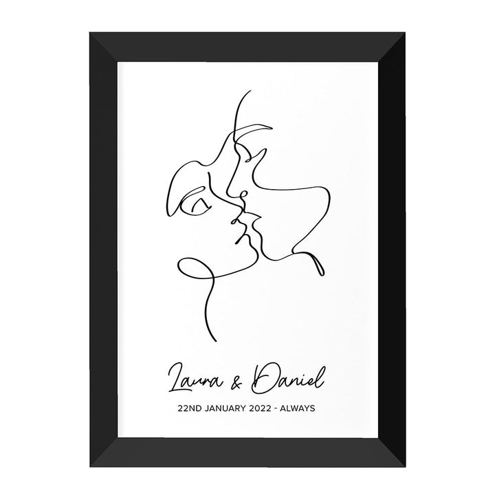 Personalised Romantic Line Art Loving Couple Print