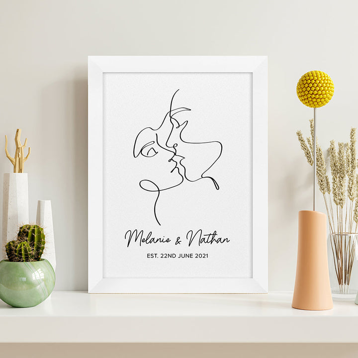 Personalised Romantic Line Art Loving Couple Print