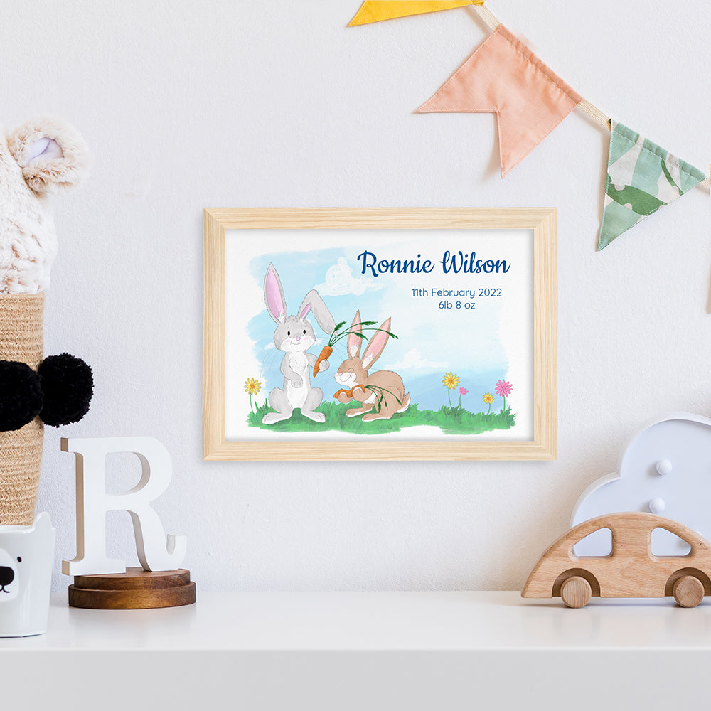 Personalised Spring Bunny Framed Print