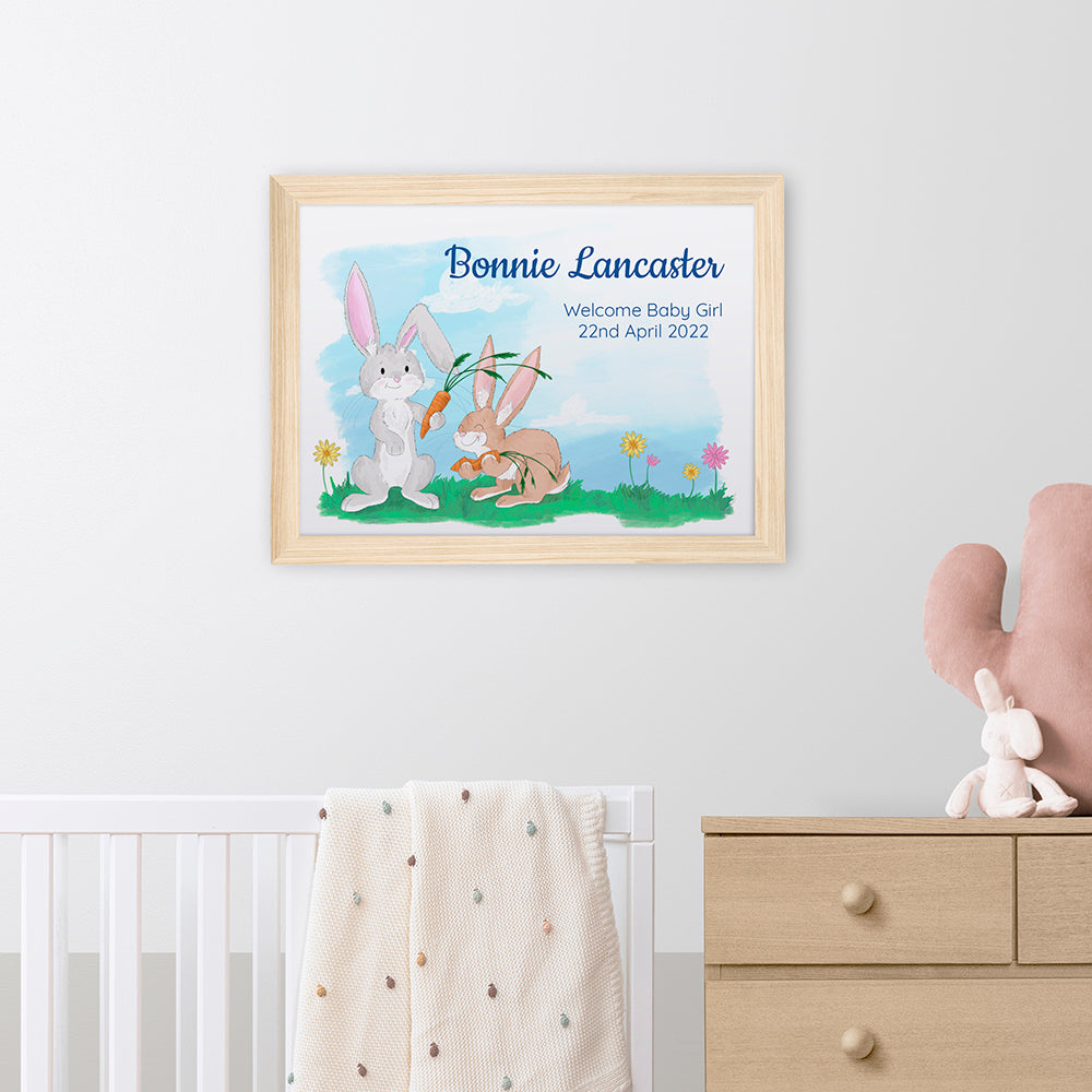Personalised Spring Bunny Framed Print