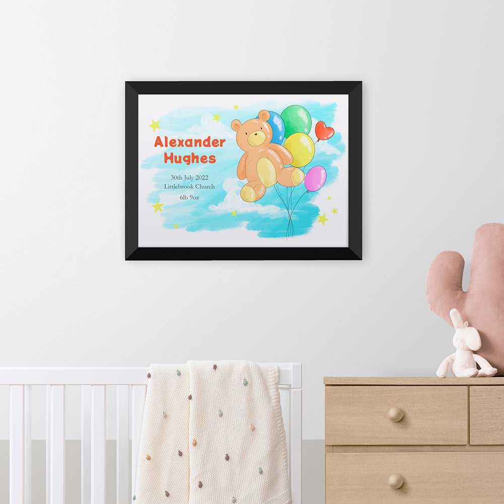 Personalised Teddy Bear Balloon Framed Print