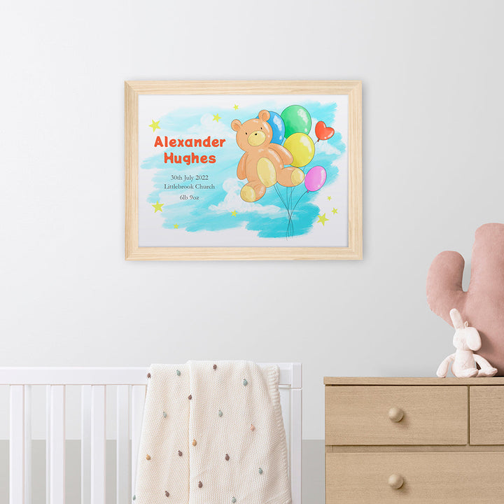 Personalised Teddy Bear Balloon Framed Print