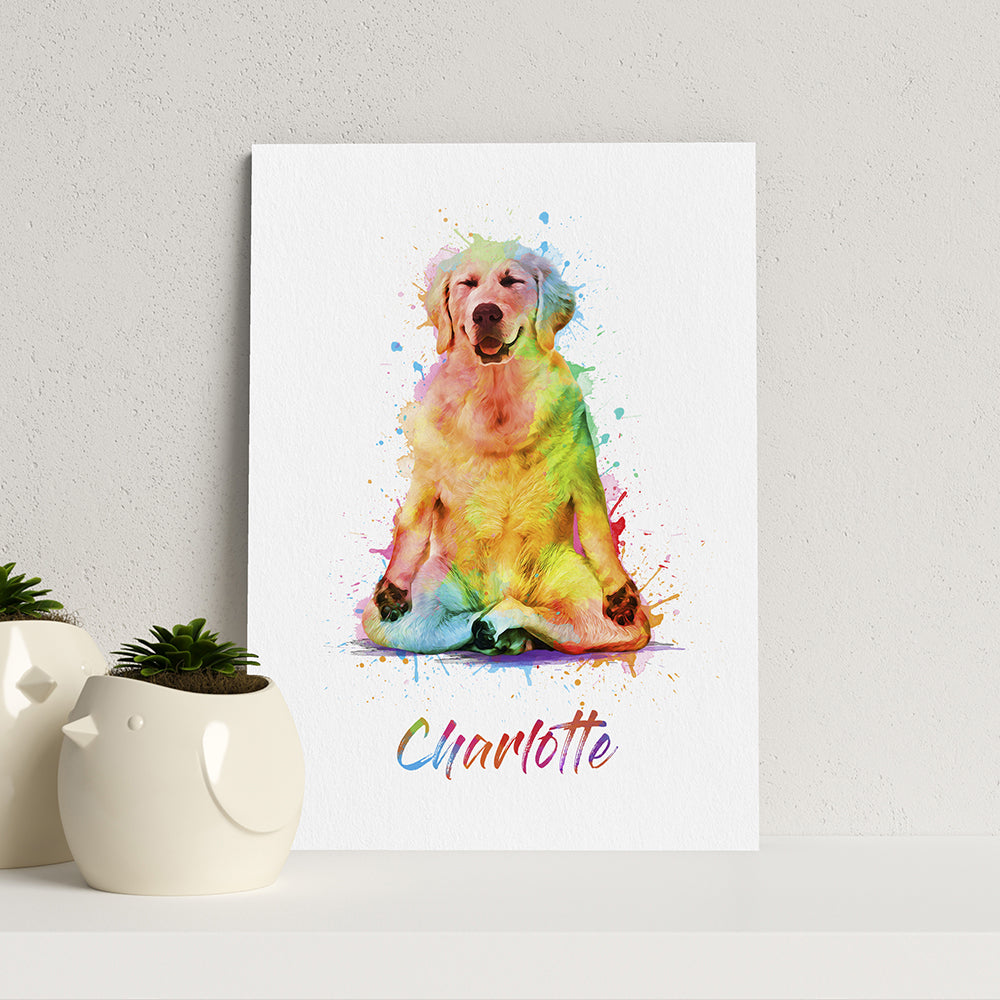 Personalised Watercolour Dog Yoga Print