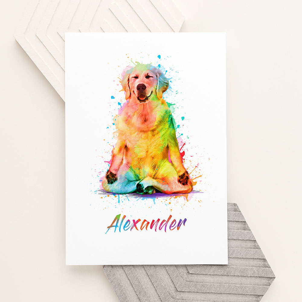 Personalised Watercolour Dog Yoga Print