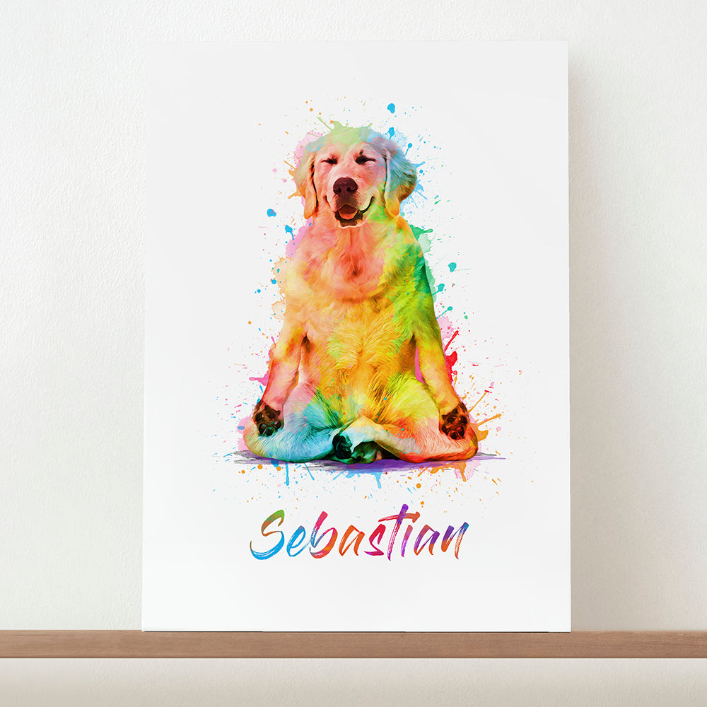 Personalised Watercolour Dog Yoga Print