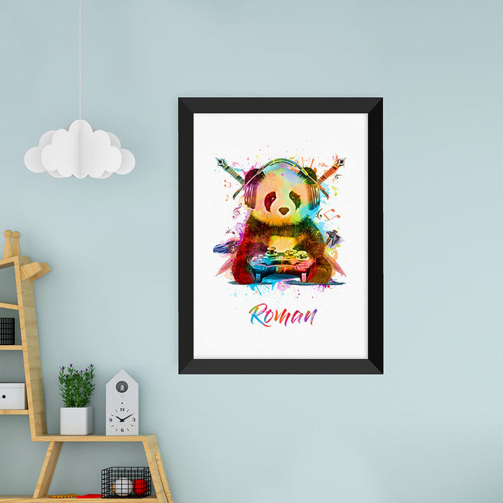 Personalised Watercolour Panda Gaming Print