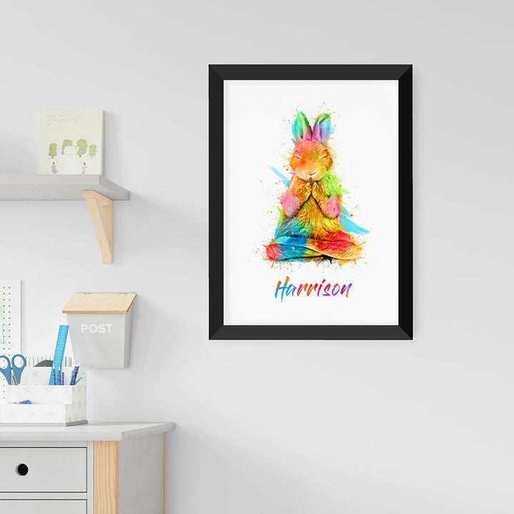 Personalised Watercolour Rabbit Meditation Print