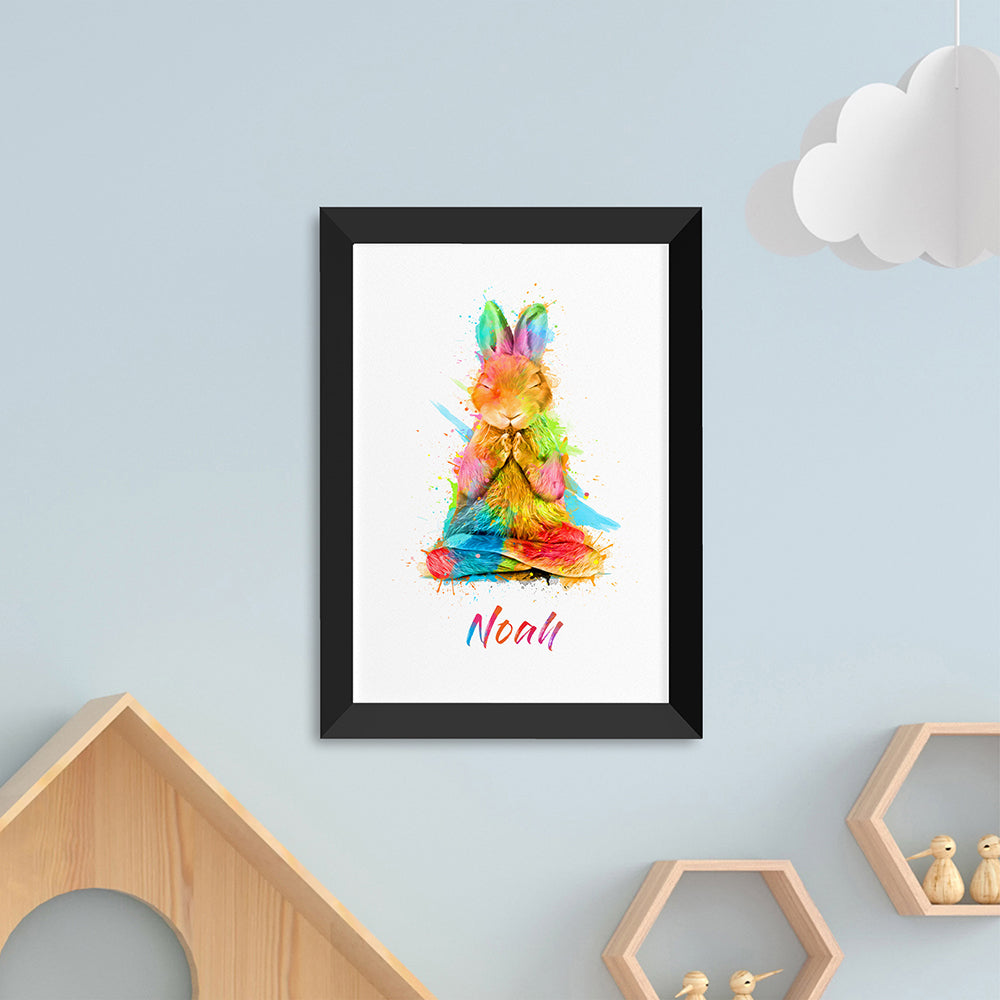 Personalised Watercolour Rabbit Meditation Print