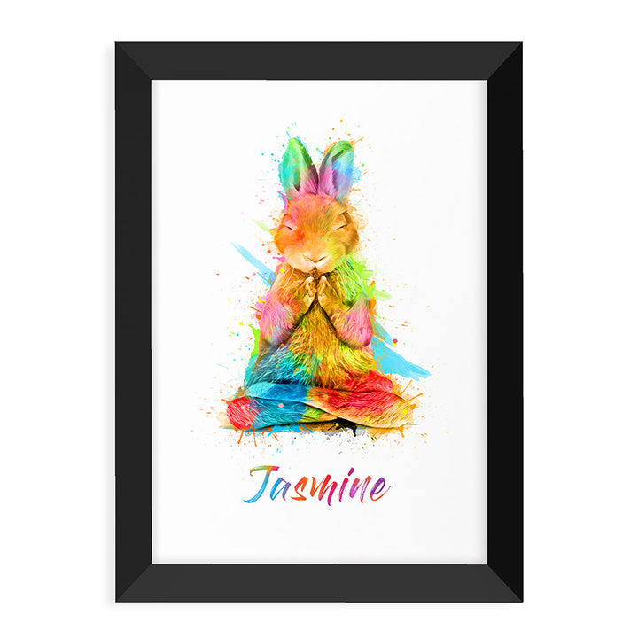 Personalised Watercolour Rabbit Meditation Print