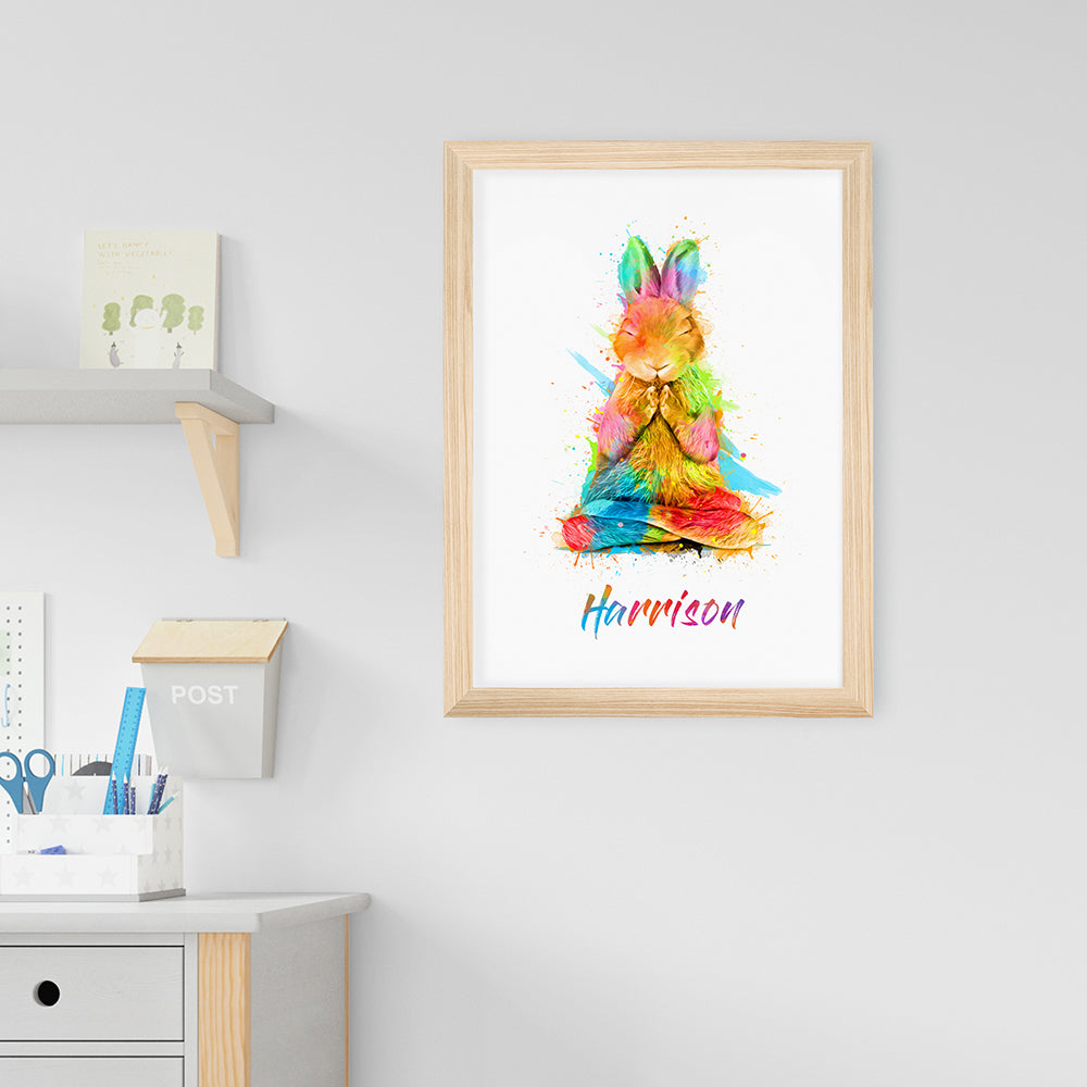 Personalised Watercolour Rabbit Meditation Print