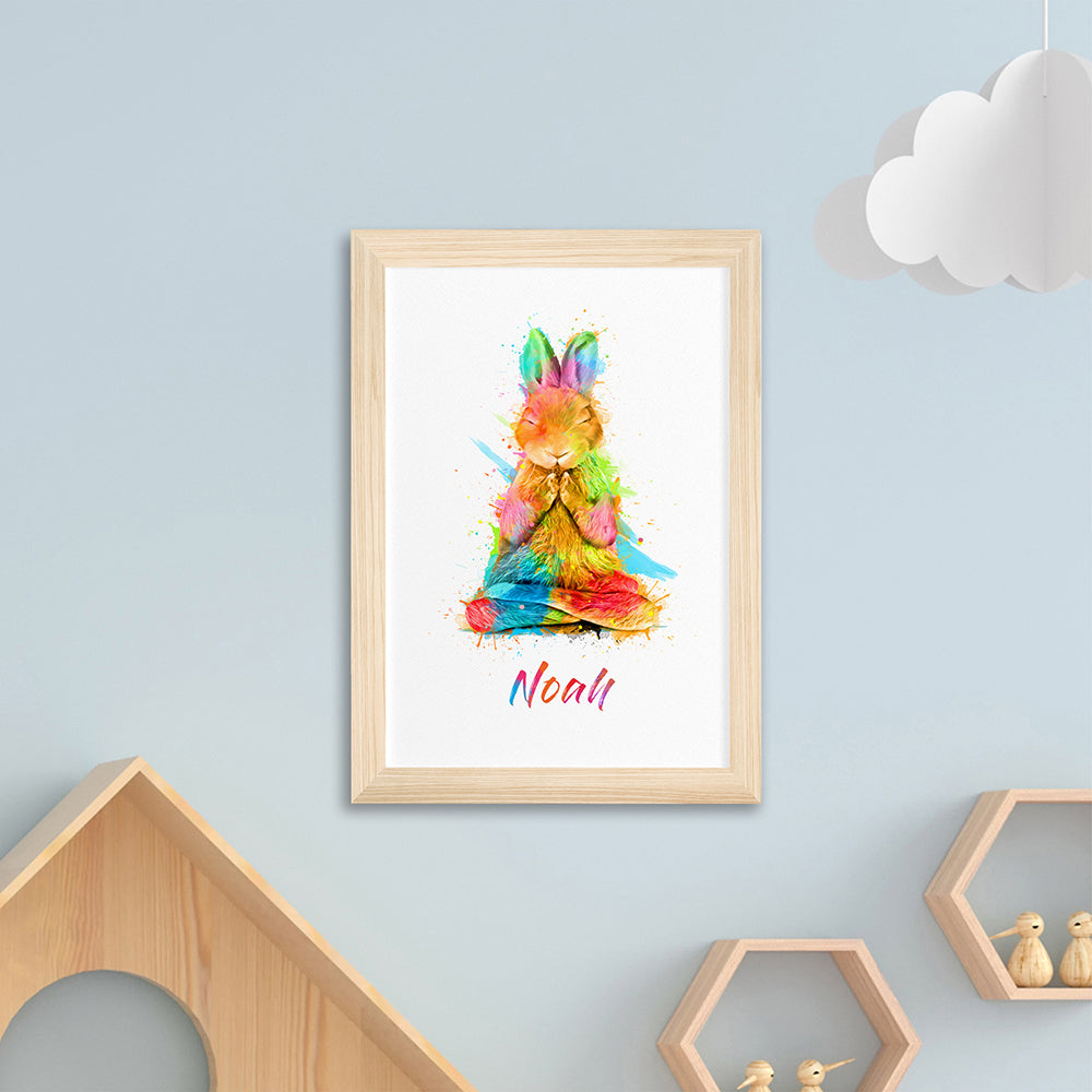 Personalised Watercolour Rabbit Meditation Print