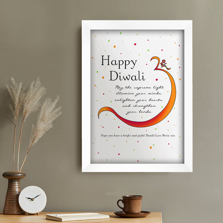 Personalised Diwali Colourful Om Symbol Framed Print