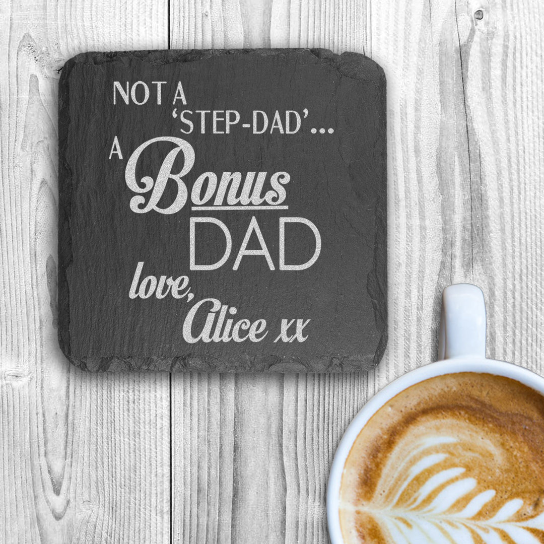 Personalised A Bonus Dad Square Slate Keepsake
