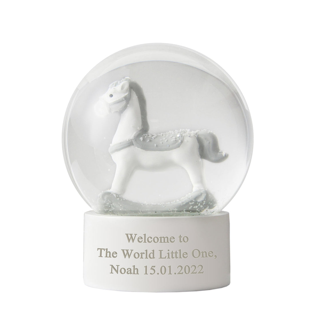 Personalised Free Text Rocking Horse Glitter Snow Globe – alternative view