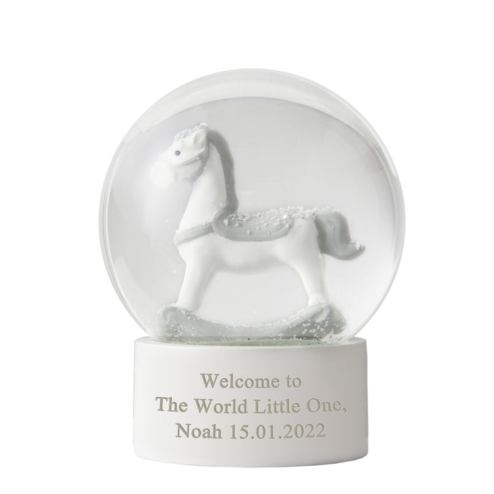 Personalised Free Text Rocking Horse Glitter Snow Globe – alternative view