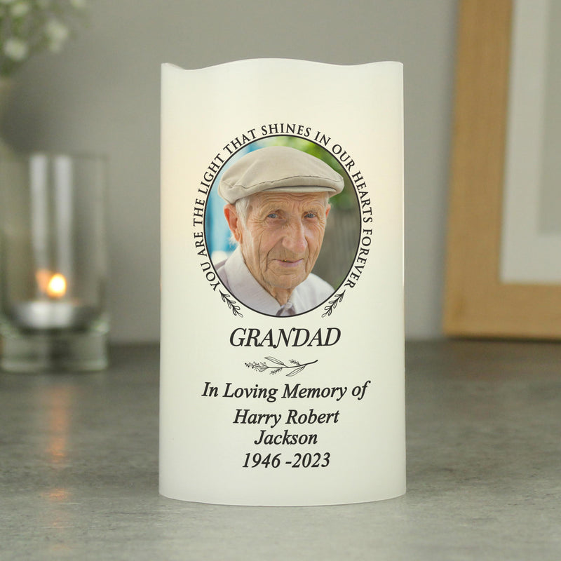 Personalised Light In Our Hearts Photo Upload LED Candle