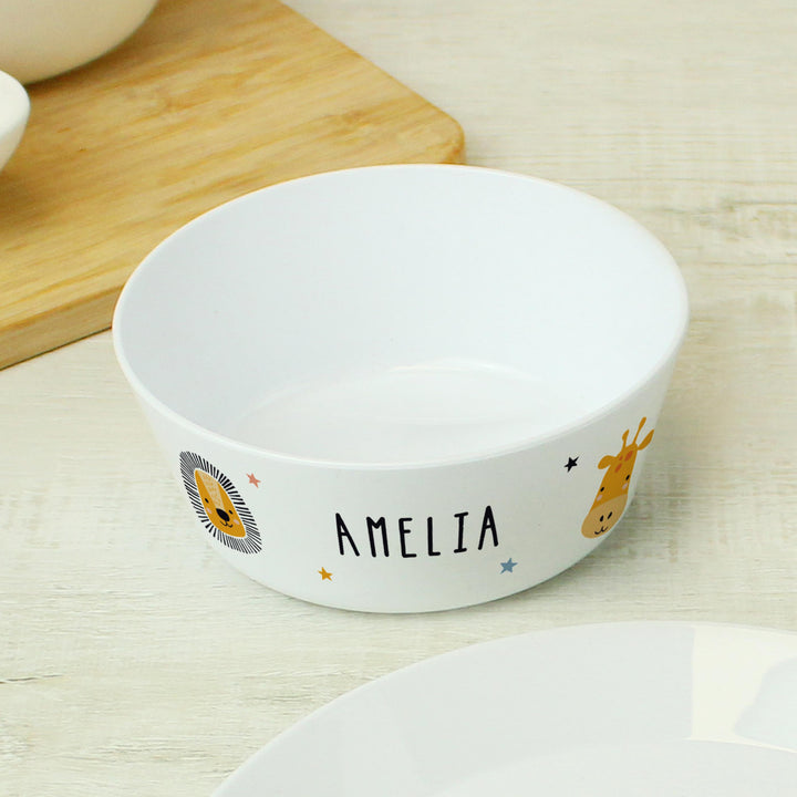 Personalised Safari Animals Plastic Childrens Breakfast Set – alternative view