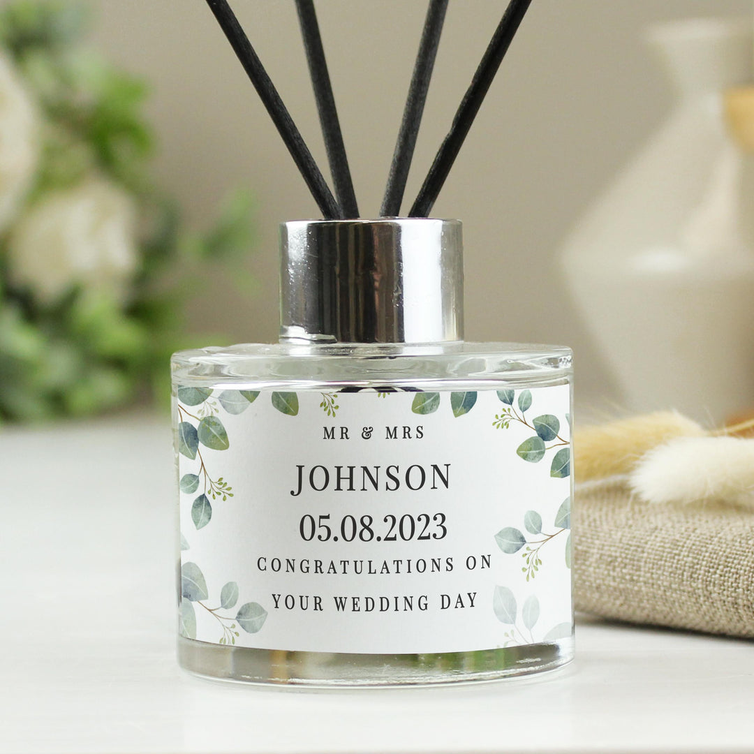 Personalised Botanical Free Text Reed Diffuser – alternative view