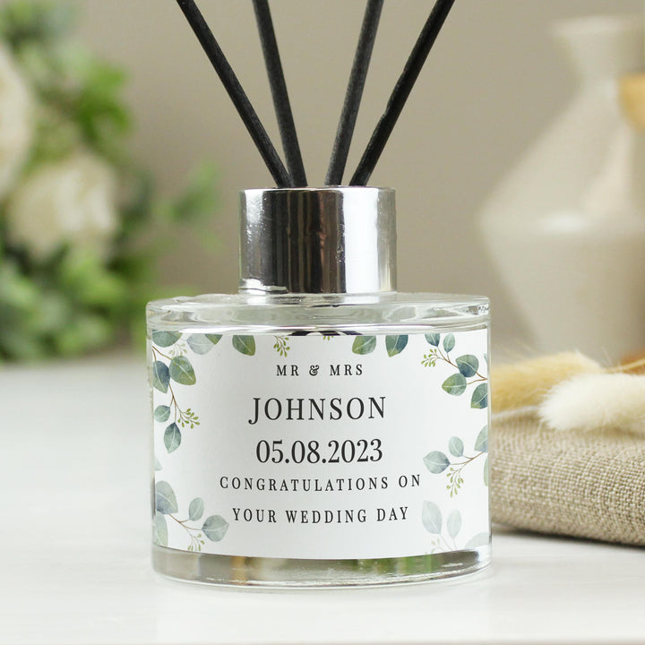 Personalised Botanical Free Text Reed Diffuser – alternative view