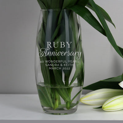 Personalised 'Ruby Anniversary' Bullet Vase