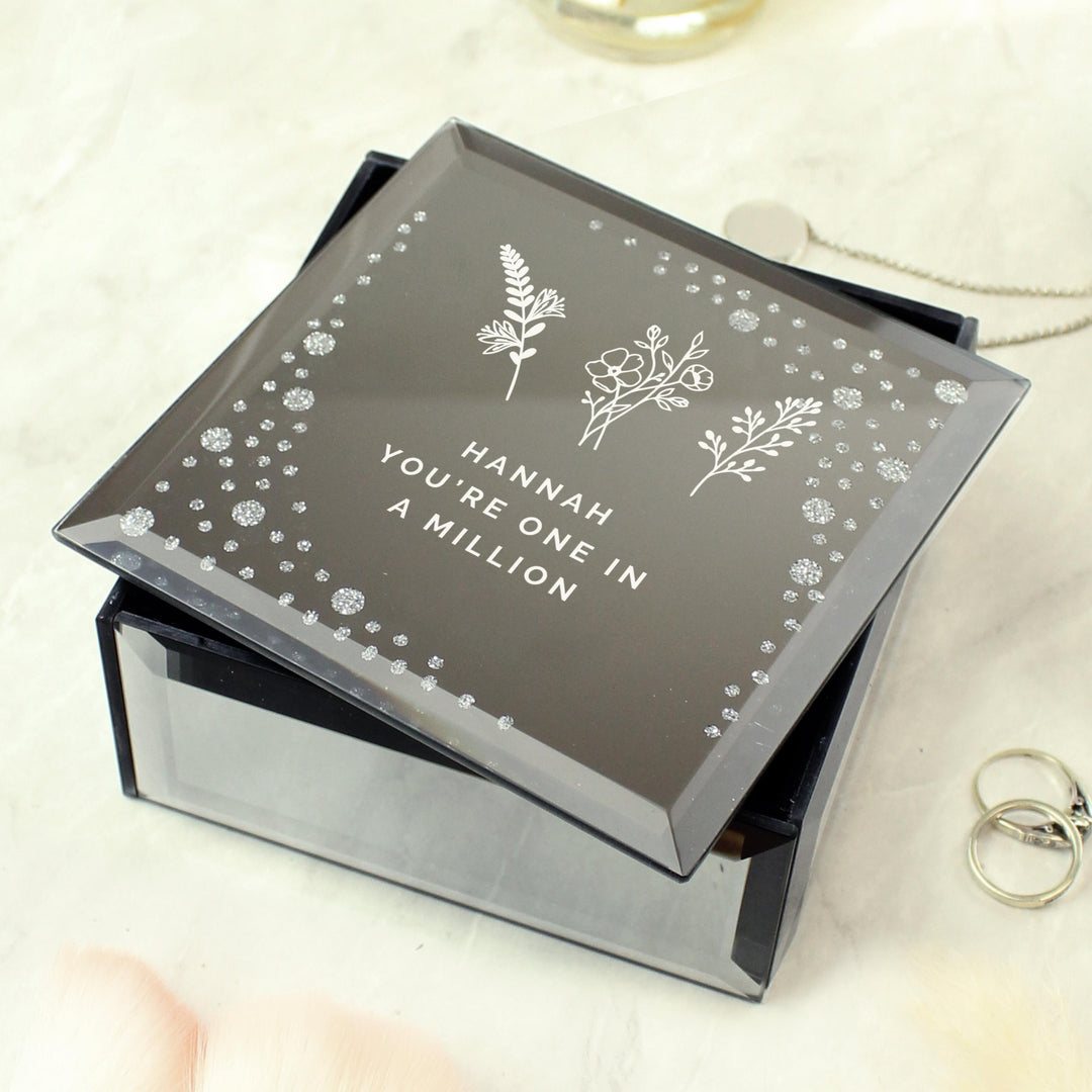 Personalised Floral Diamante Mirrored Trinket Box – alternative view