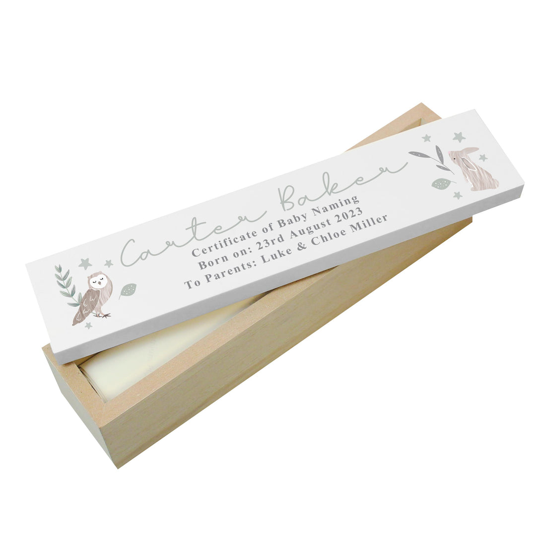 Personalised Woodland Animals Wooden Certificate Holder – alternative view