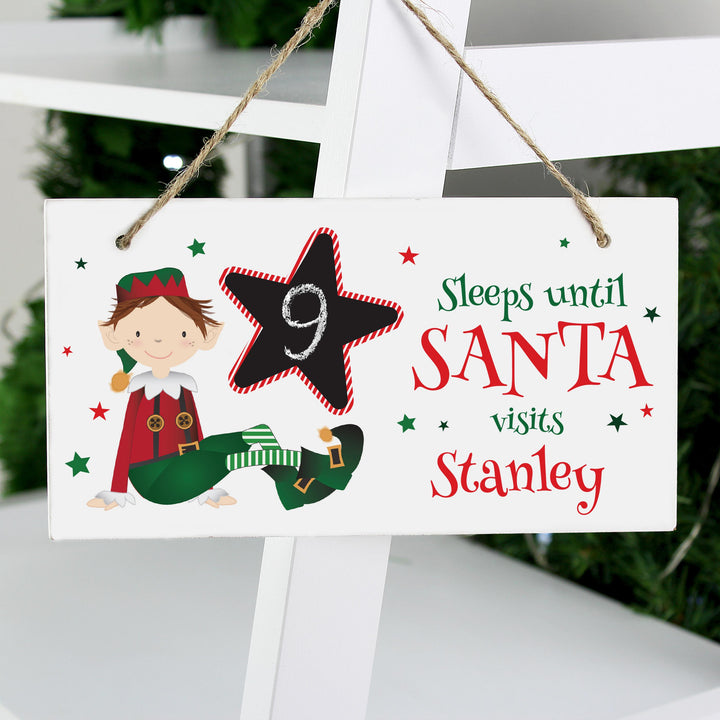 Personalised Elf Christmas Chalk Countdown Wooden Sign, The Personal Shop, personalised gifts