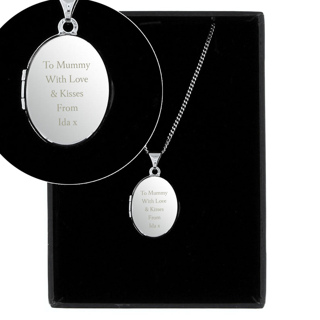 Personalised Sterling Silver Oval Locket Necklace – alternative view