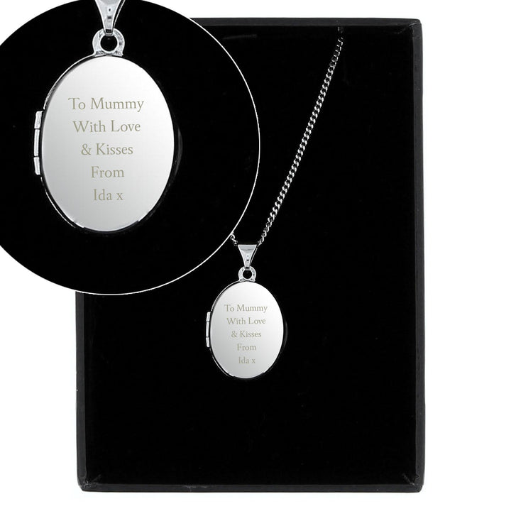Personalised Sterling Silver Oval Locket Necklace – alternative view